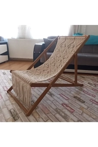 Tasarım Ahşap Makrome Şezlong